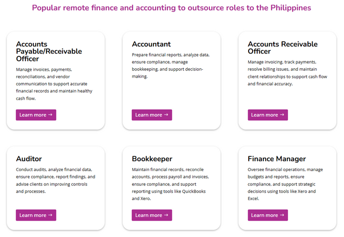 Overseas Finance and Accounting staff in the Philippines