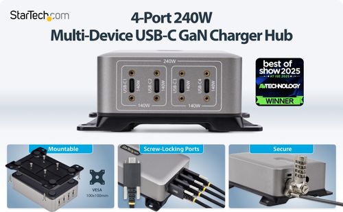 240W 4-Port Multi-Device USB-C Charger