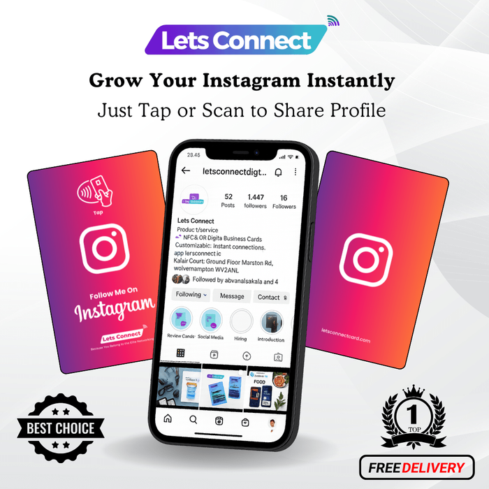 Instagram Business Card with NFC & QR Code
