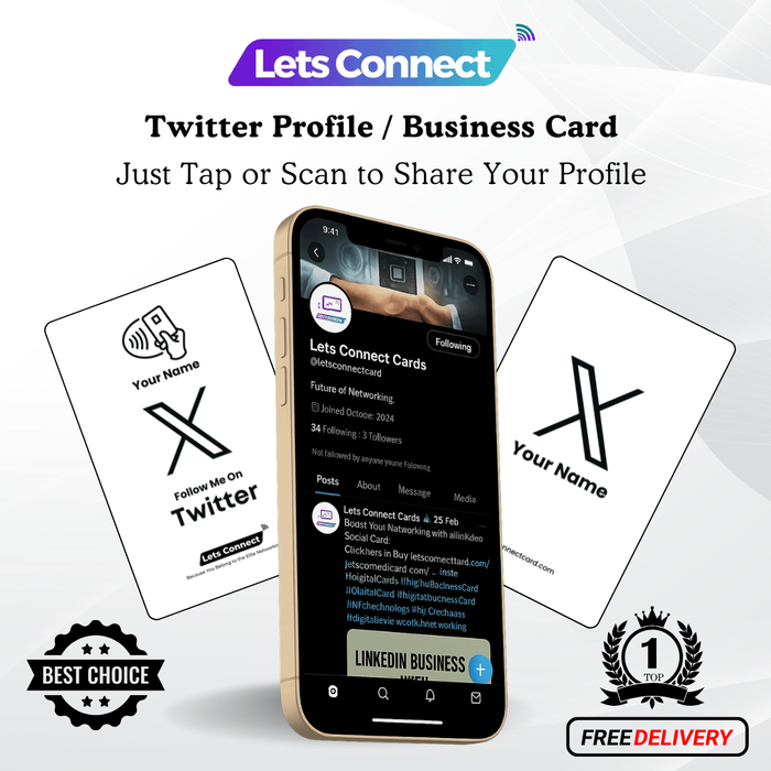 Twitter Business Card with NFC & QR Code