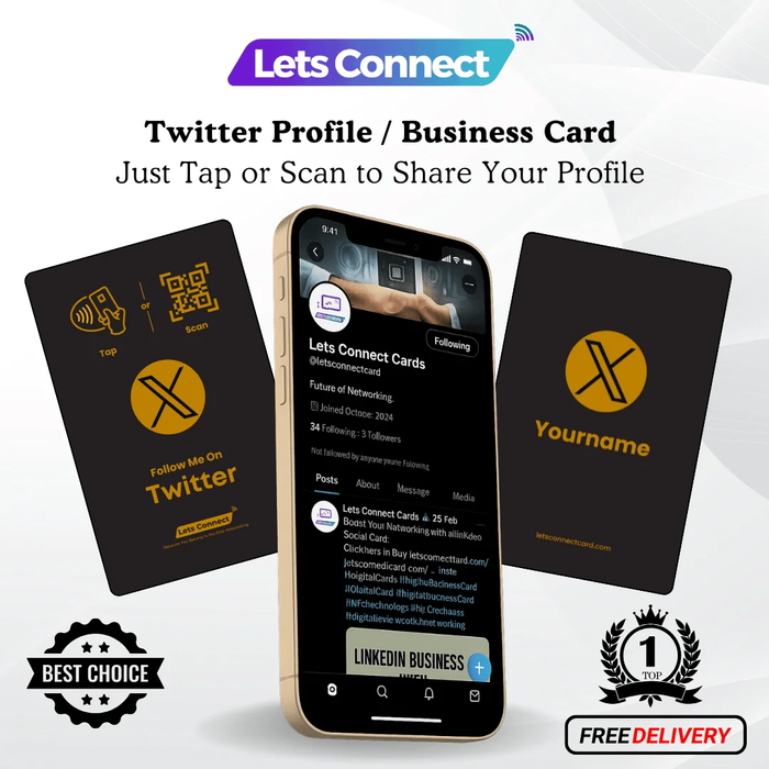 Twitter Business Card with NFC & QR Code
