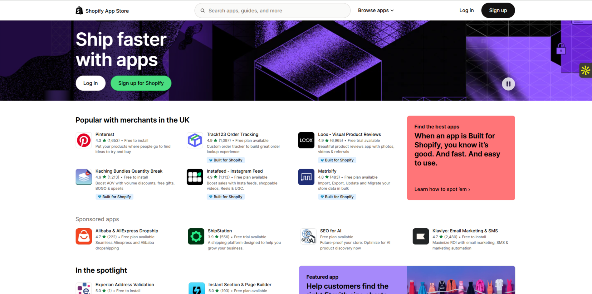 Shopify app store