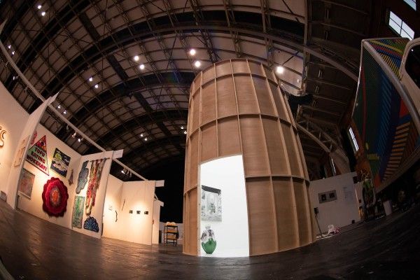 Large wooden tube installation at TMC22