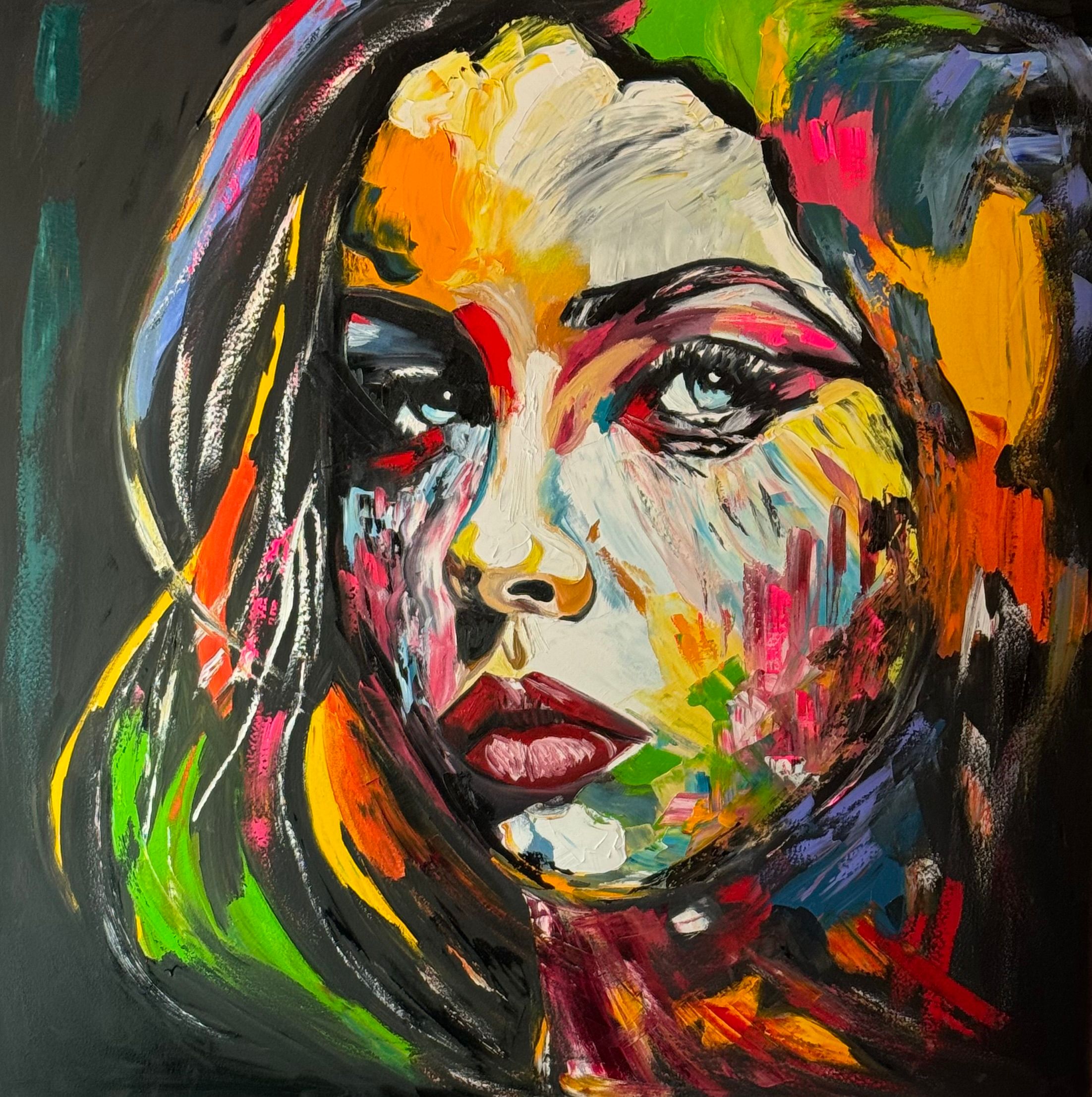 Woman portrait - abstract oil painting ‘Blue Eyes’