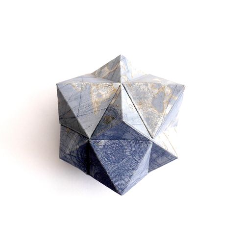 Polyhedral Form - Octahedron and cube in blue and gold