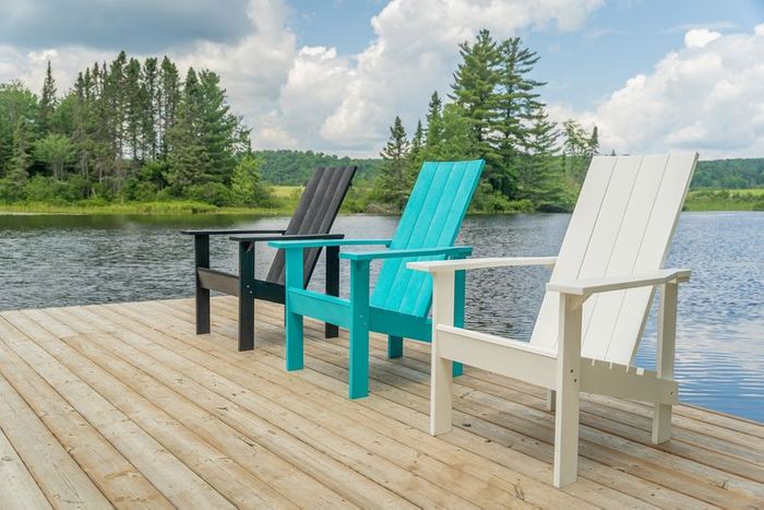 Modern Adirondack chair made out of recycled plastic