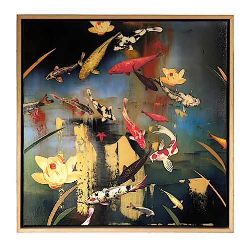 Koi with Lilies and Gold