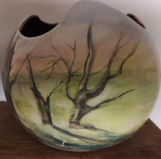Sloping Spherical Vessel with Trees