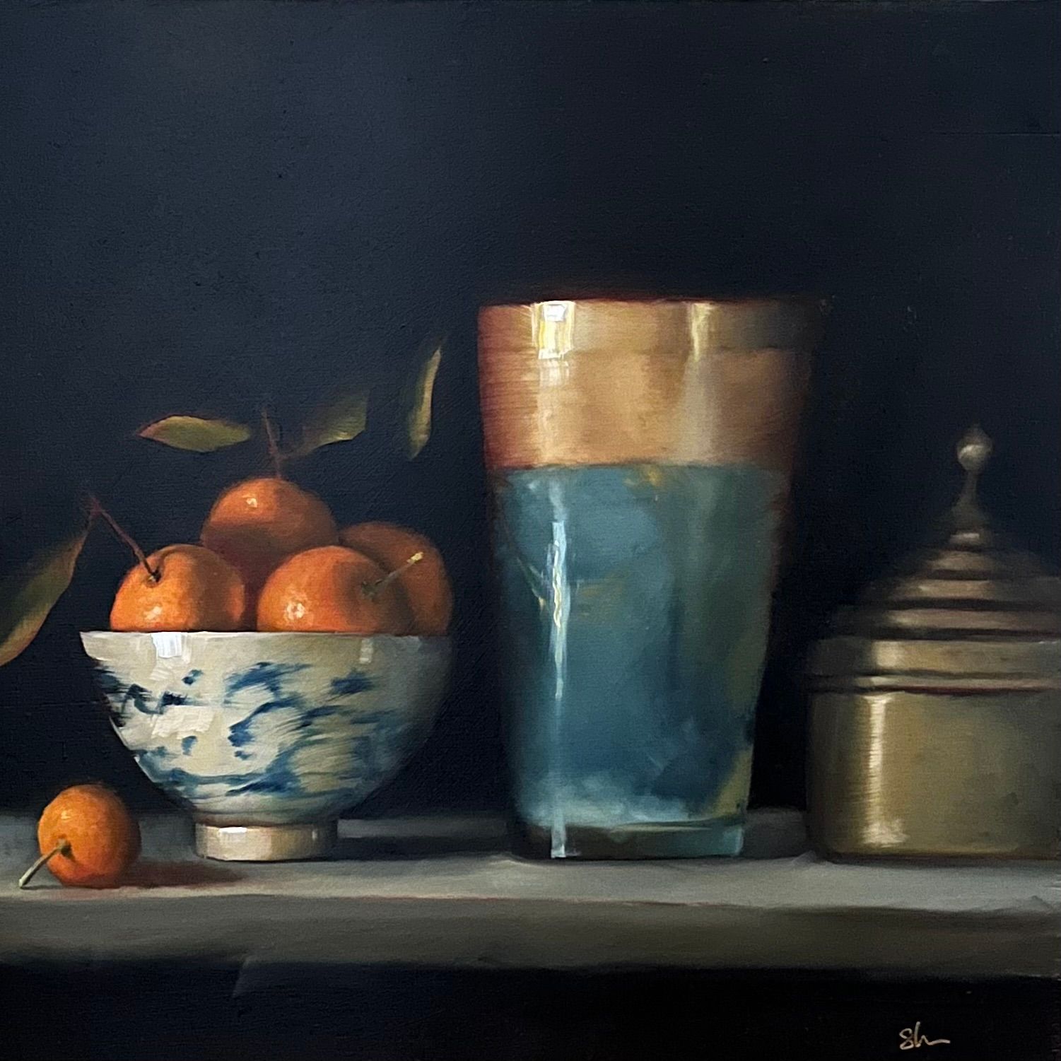 Moroccan tea glass and citrus