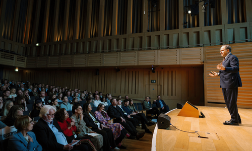 Henry Dimbleby on stage at Planet Peach