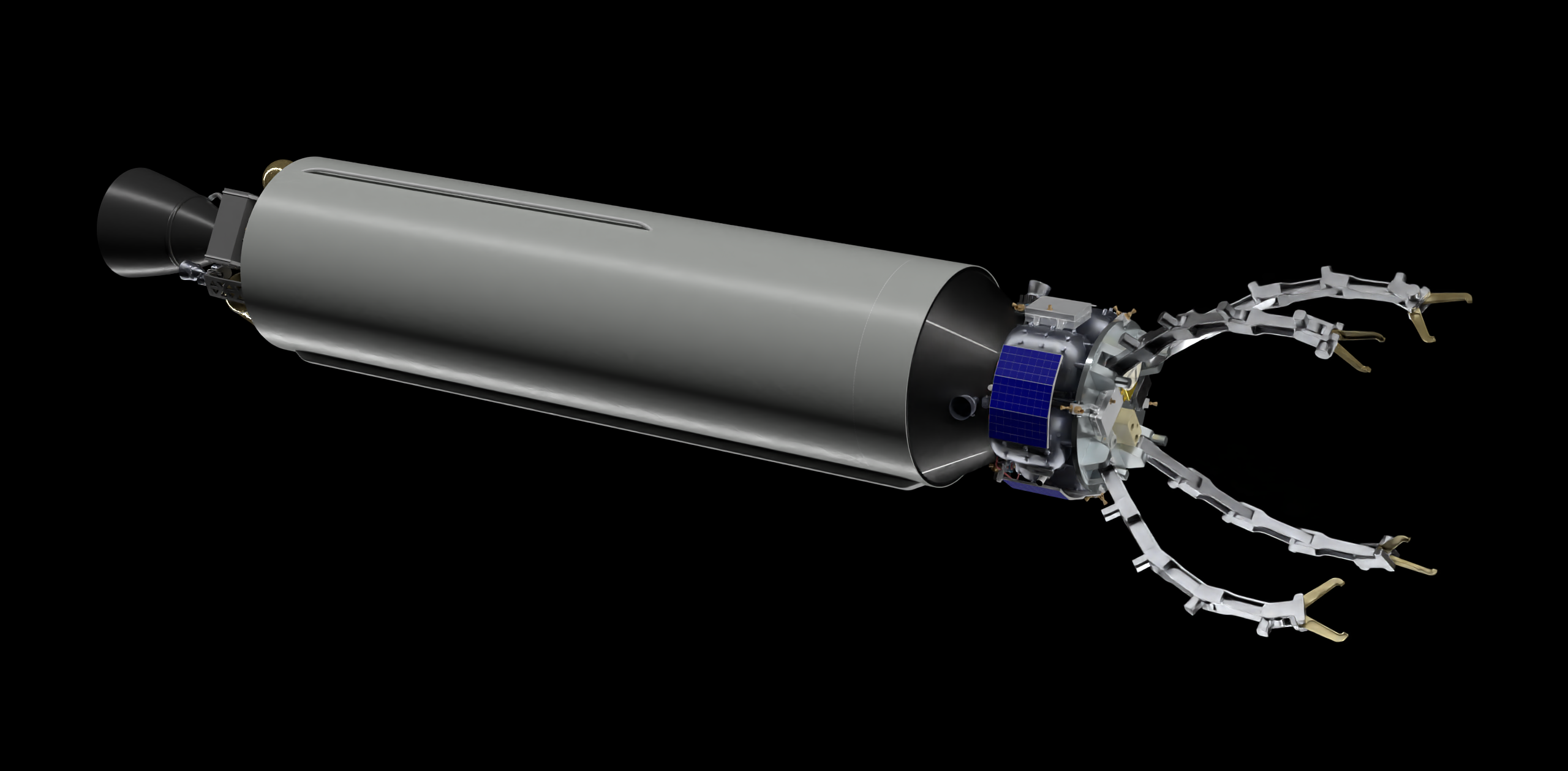 An illustration of the interceptor technology being developed by Dark to address threats in LEO. 