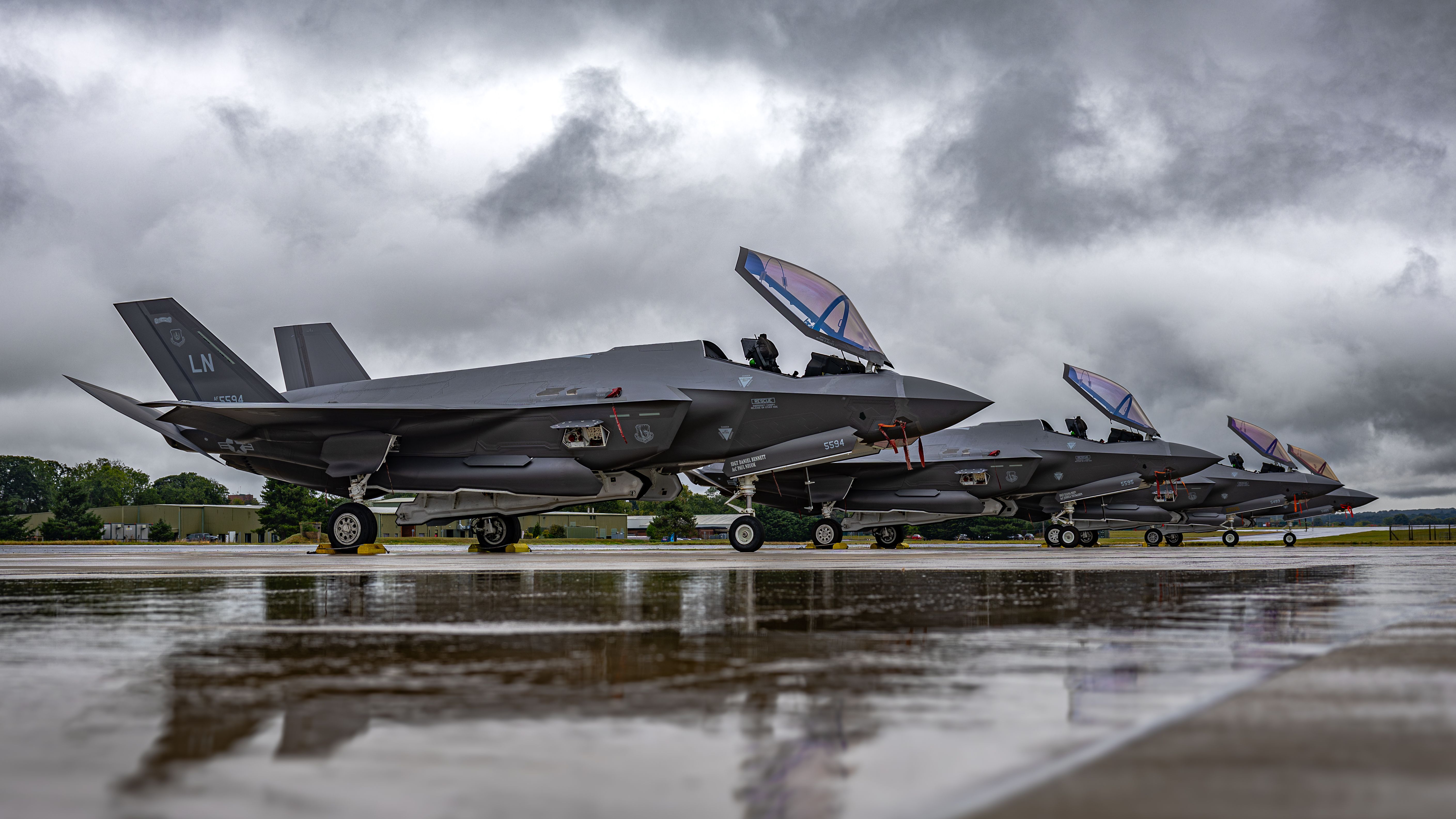 US Air Force F-35A Lightning II jets at RAF Marham in September 2024.