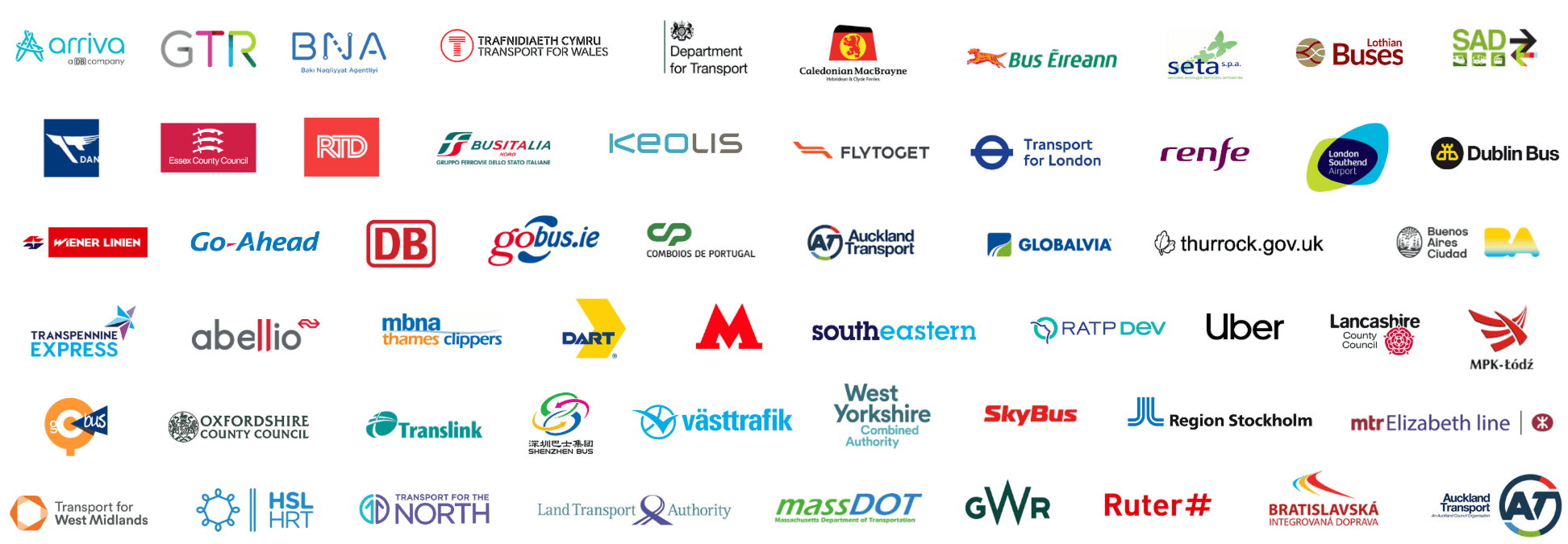 Transport Ticketing Global attending company logos
