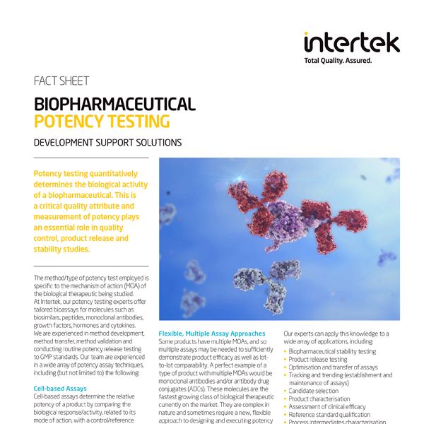 Biopharmaceutical Potency Testing Development Support Solutions - FACT SHEET
