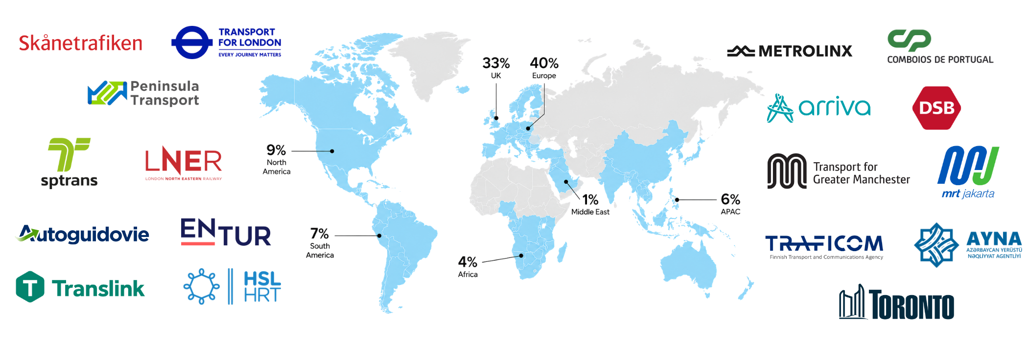 Logos of digital readers from around the world on a map