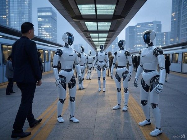 AI Agents at a train station in a city
