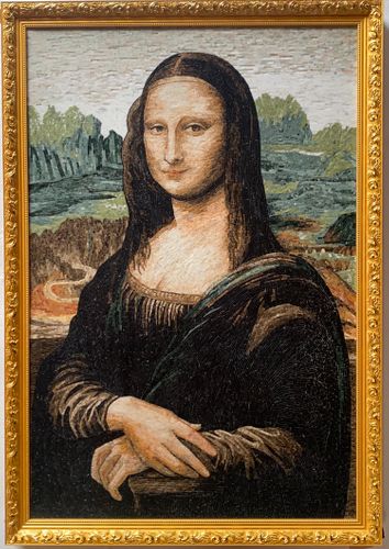 石材马赛克镶嵌壁画《蒙娜丽莎的微笑》by Linda Li