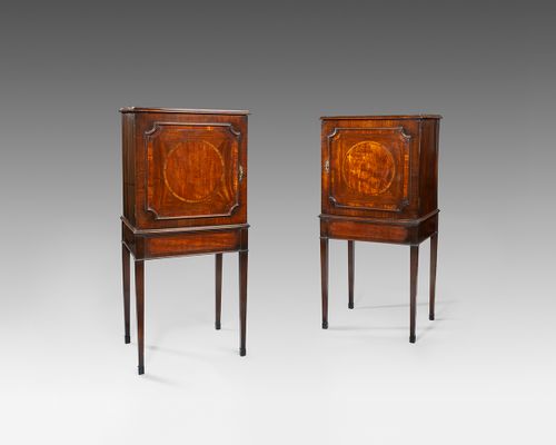 18th century pair of mahogany cabinets on stands