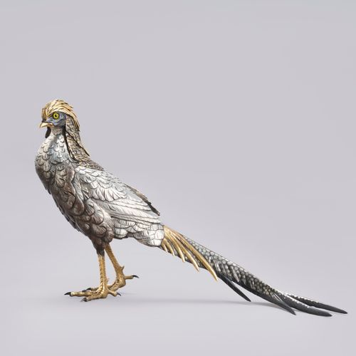 Japanese bronze golden pheasant signed Shubi (Hideyoshi) Meiji period