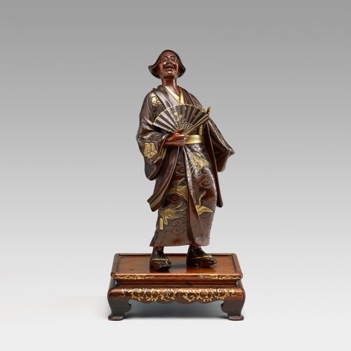 Japanese bronze entertainer signed Miyao Meiji period