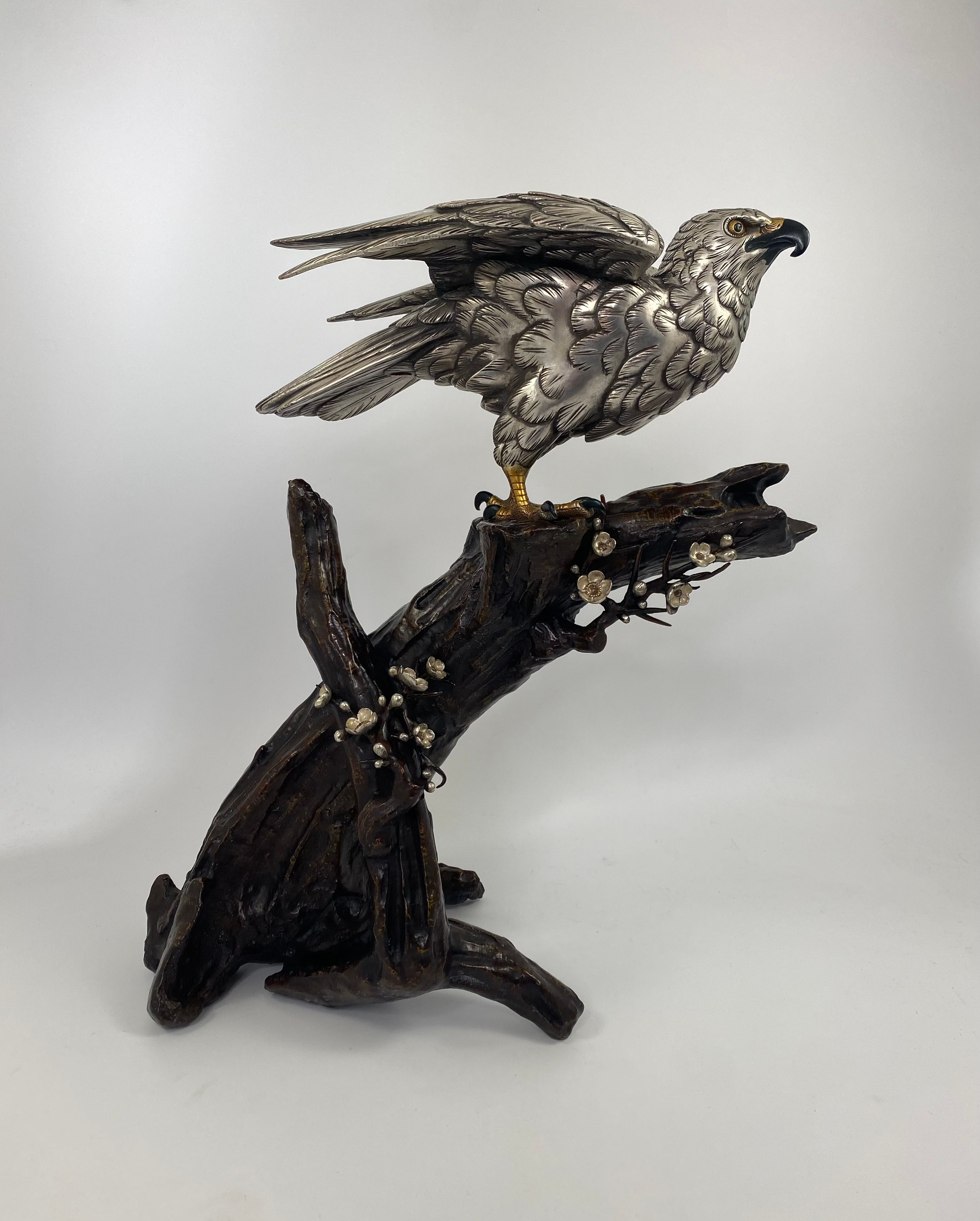 Japanese mixed metal Sea Eagle. Genryusai Seiya, Meiji Period.