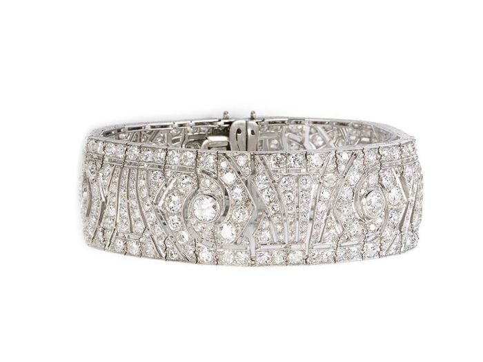 French Art Deco Diamond Platinum Bracelet