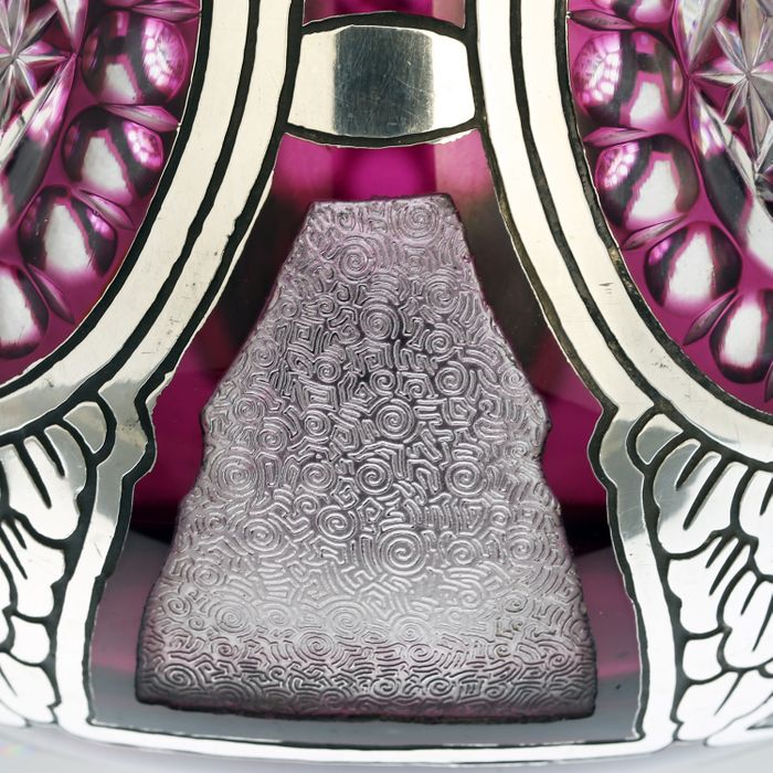 c.1927 Val St. Lambert Leopoldville Crystal Vase with Amethyst & Silver Overlay, Modeste Denoël