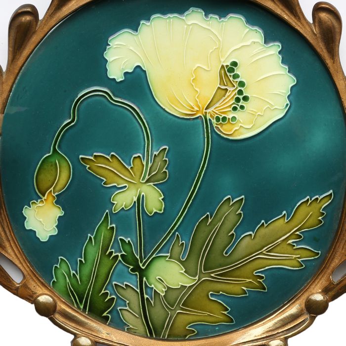 c.1905 Art Nouveau Triple Shelf Wall Mount & Tile by Carl Luber for Johann von Schwarz