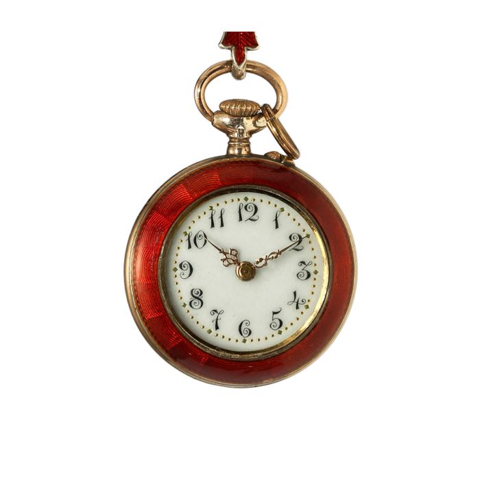 1920s 30s 900 Silver & Guilloche Enamel Brooch Watch