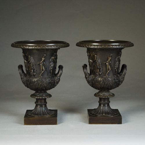 Pair of French Napoleon III Bronze Medici Vases