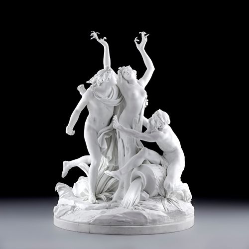 Large Empire Sevres Biscuit Porcelain Group of Apollo and Daphne