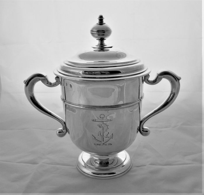 Super crested Queen Anne Britannia silver cup and cover London 1711 John Rand