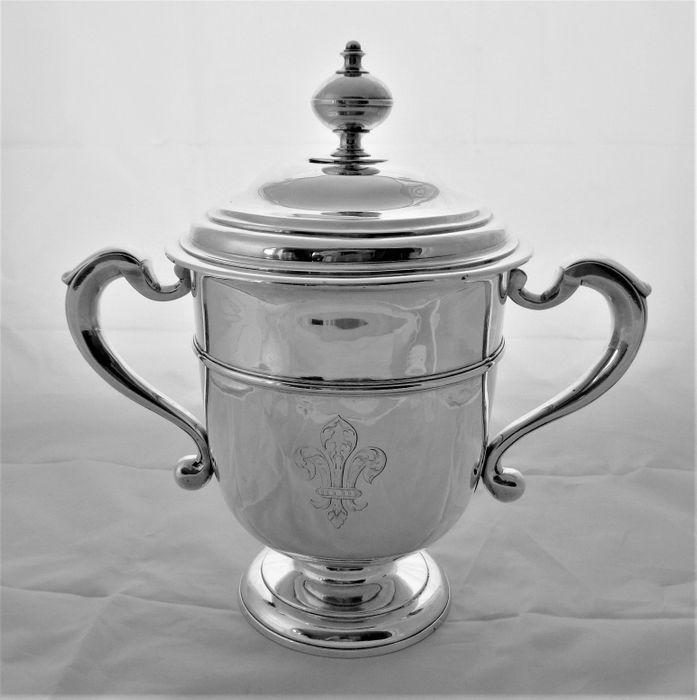 Super crested Queen Anne Britannia silver cup and cover London 1711 John Rand