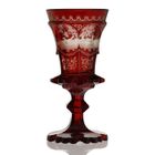c.1890 Bohemian Ruby Flashed & Engraved Goblet Vase