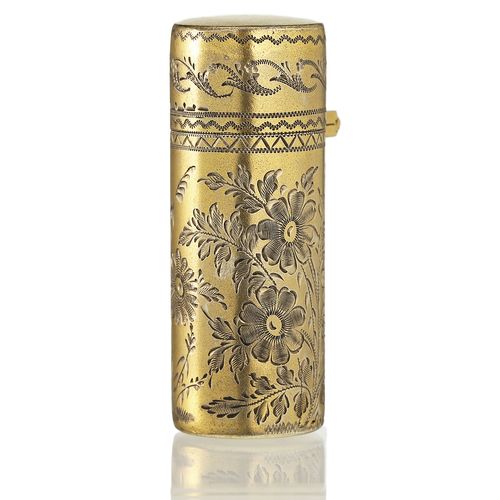 1891 Floral Engraved Silver Gilt Scent Perfume Bottle