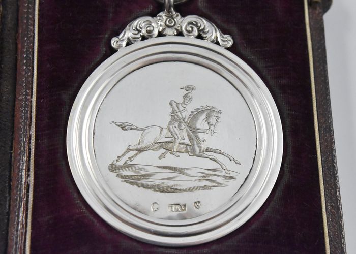 A cased Scottish silver swordsmanship medal by Alex Hay, Jeweller and Watch maker, No 45 Princes St, Edinburgh. Circa 1875.