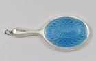 Miniature silver and enamel hand mirror marked for Birmingham 1921 by Crisford & Norris.