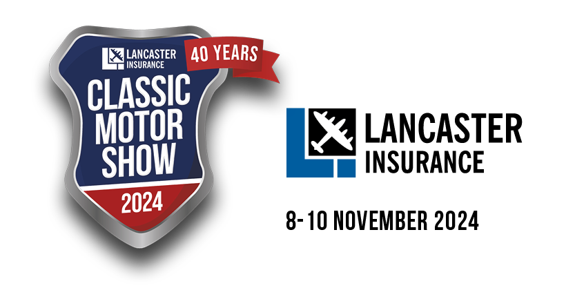Classic Motor Show Logo and Lancaster Insurance logo