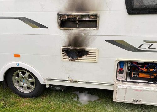 Caravan gas explosion fire