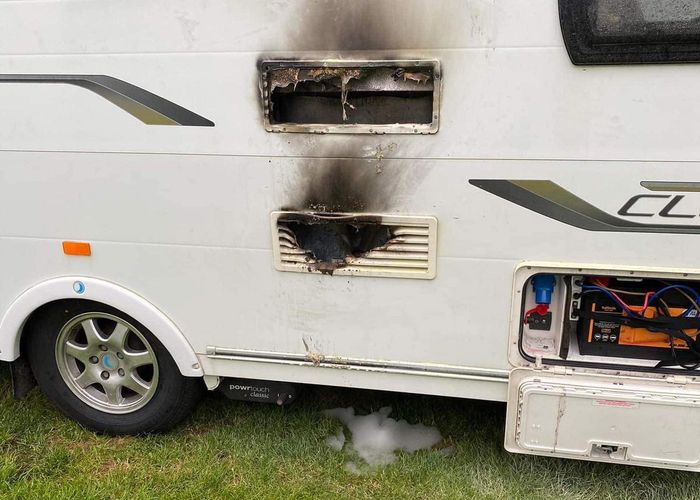Caravan gas explosion fire Classic Motor Show