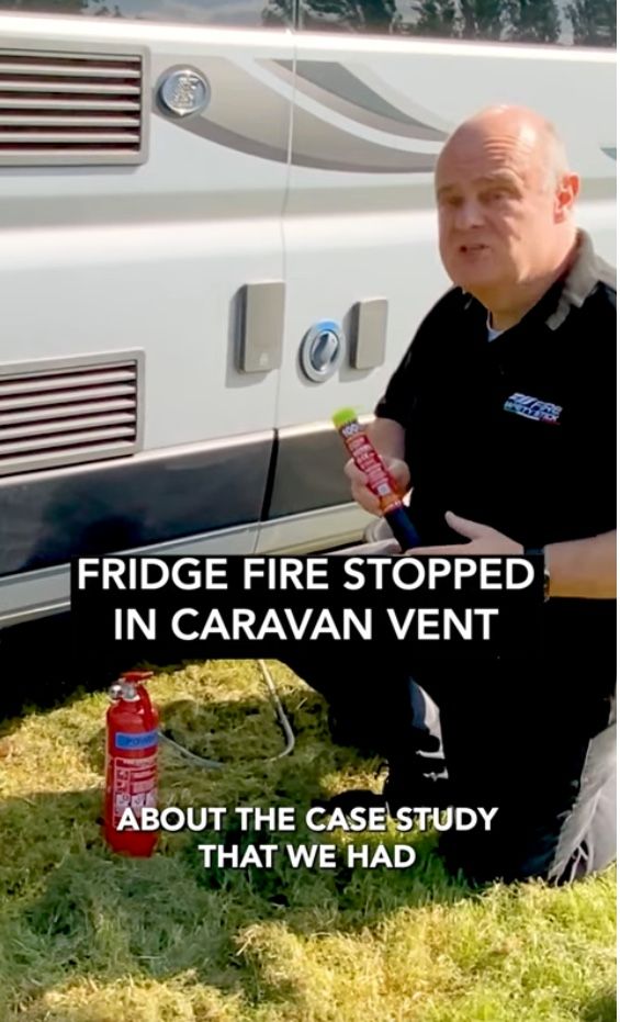 How the Fire Safety Stick Extinguisher stopped a fire in this Caravan Vent!?!