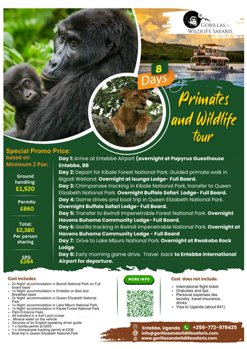 8 Days Uganda Primates & Wildlife Tour
