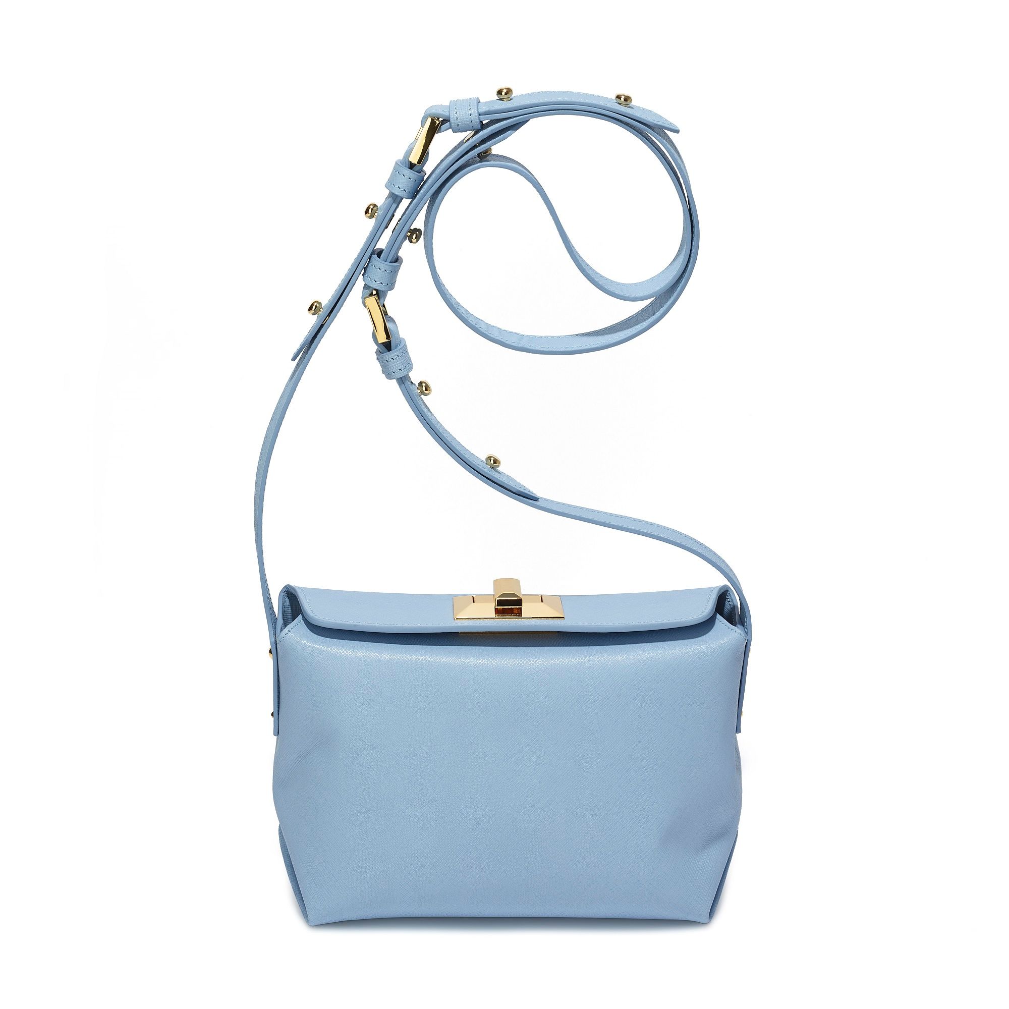 Crossbody Bag Irina in Light Blue Saffiano Leather