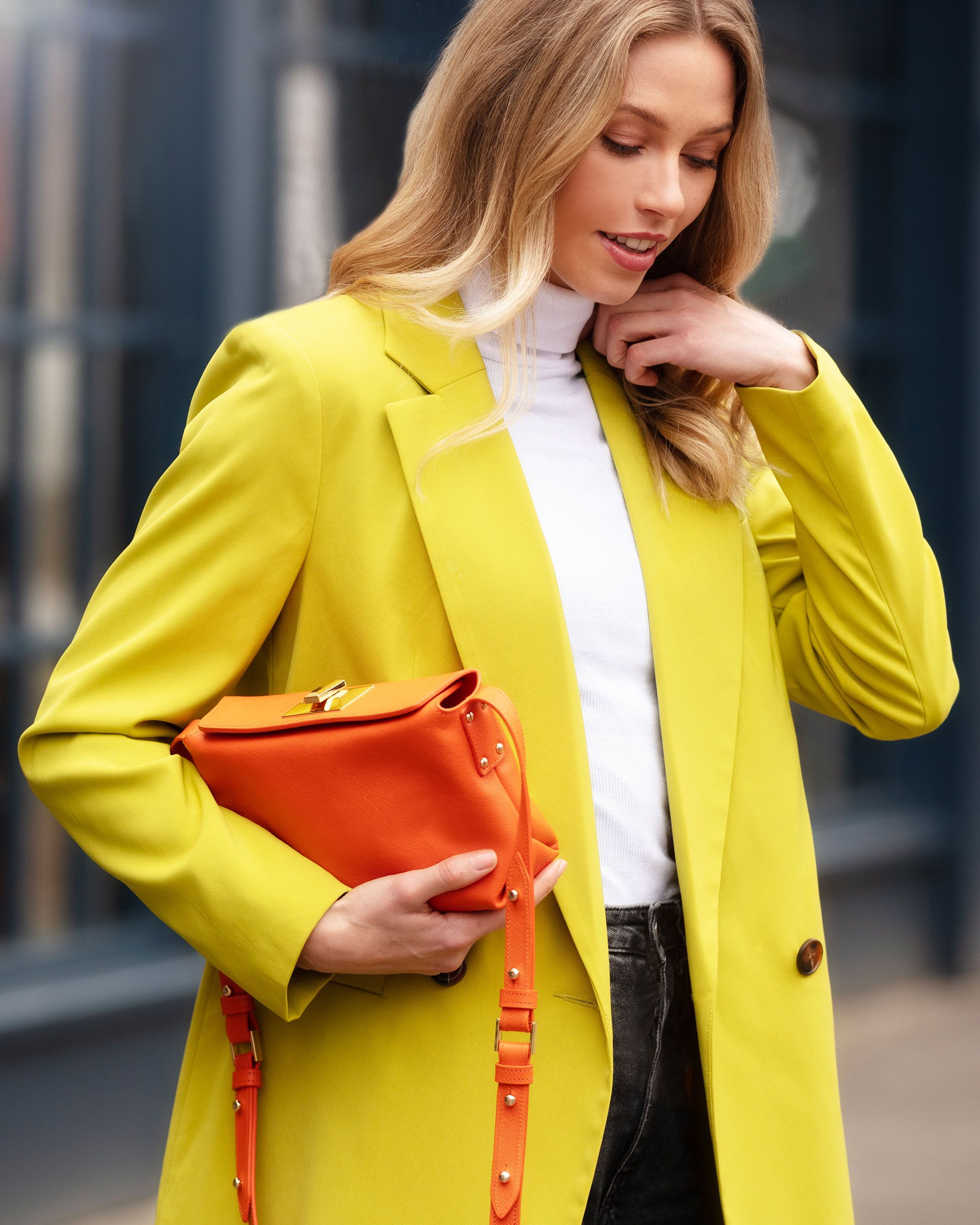 anya-sushko-crossbody-bag-Irinain-orange-saffiano-model-shot-5