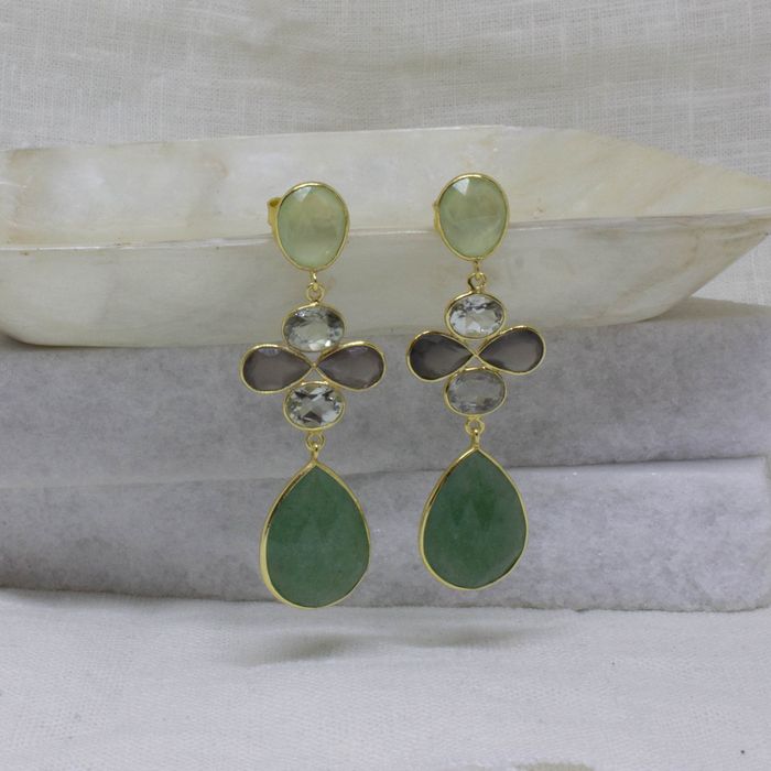 Gemstone and Gold Vermeil Statement Earrings