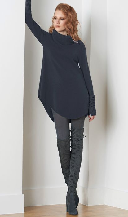 Cashmere Tunic Dress with Roll neck