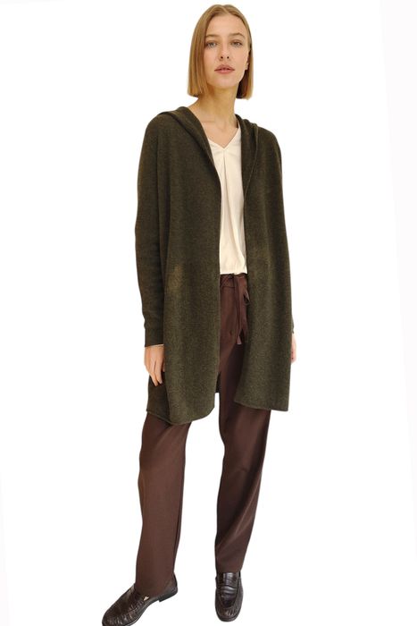Long hooded cardigan, cashmere hoodie