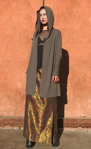 Long hooded cardigan, cashmere hoodie