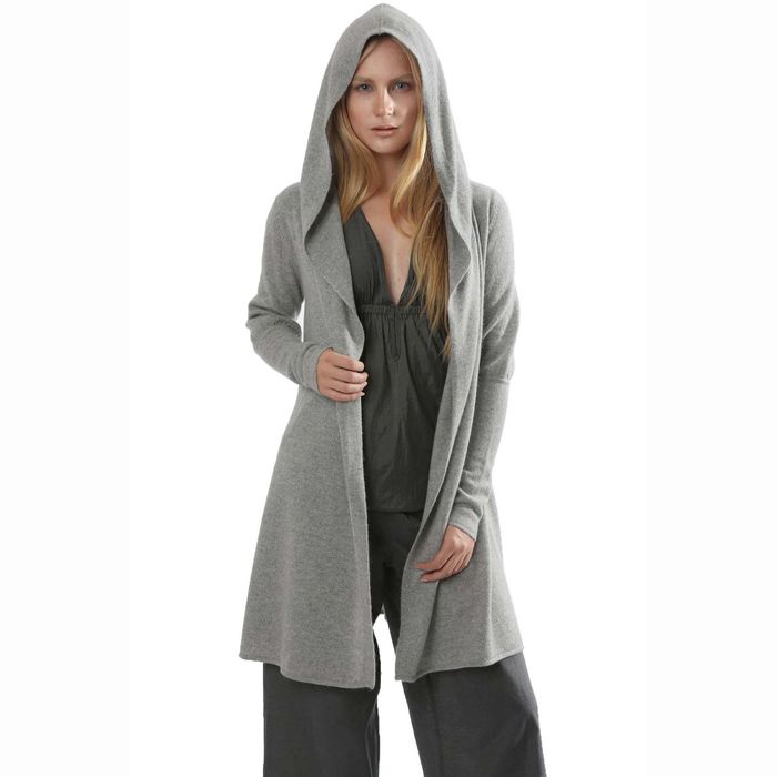 Long hooded cardigan, cashmere hoodie