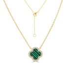 Green Clover Necklace with Gold